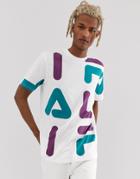 Fila Bennet T-shirt With All Over Logo Print In White - White