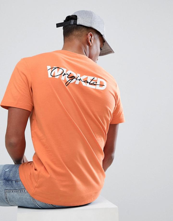 Jack & Jones Originals T-shirt With Wicked Graphic - Orange