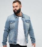 Asos Design Plus Skinny Denim Jacket In Mid Wash - Blue