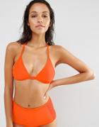 Missguided Fish Net T Back Bikini Top - Orange