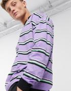 Asos Design Oversized Horizontal Long Sleeve Washed Stripe T-shirt-multi