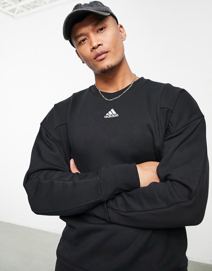 Adidas Lounge Embroidered Logo Sweatshirt In Black
