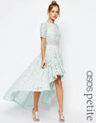 Asos Petite Salon Lace Dip Back Prom Midi Dress - Green