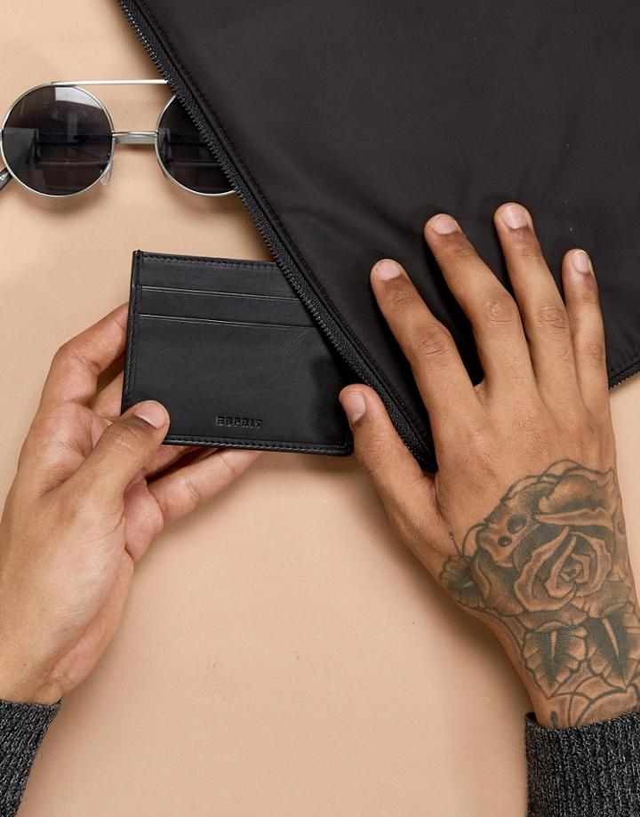 Esprit Cardholder In Black Leather - Black