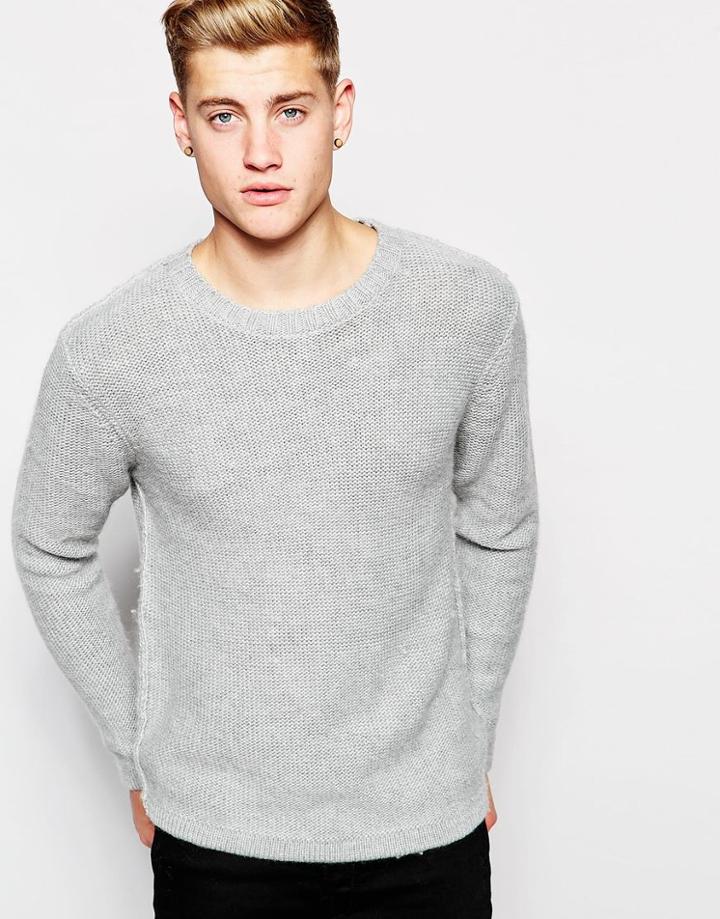 Cheap Monday Crew Knit Sweater Melange - Gray Melange