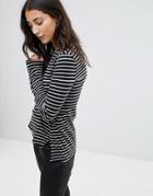 Pam & Gela Slim Striped Long Sleeved Tee - Black