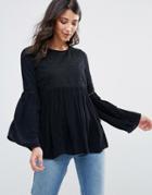 Only Lupina Flared Sleeve Blouse - Black