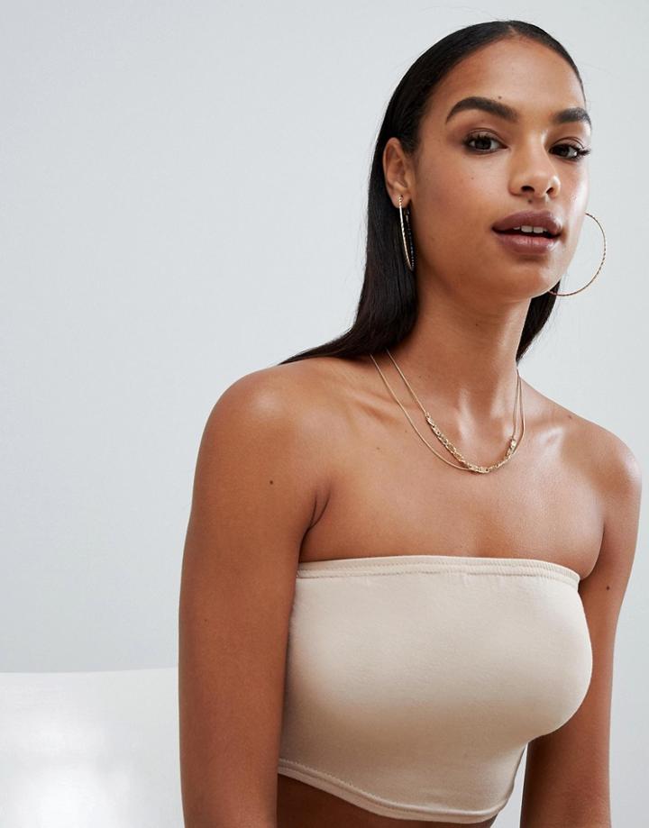 Boohoo Bandeau Top In Buff - Beige