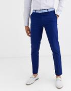 Jack & Jones Premium Slim Fit Cotton Stretch Suit Pants In Blue
