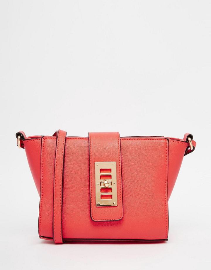 Asos Wing Lock Detail Cross Body Bag - Coral