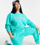 Simply Be Health And Wellbeing Slogan Sweatshirt In Teal - Part Of A Set-green