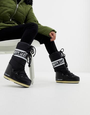 Moonboot Nylon Icon Snowboots In Black - Black