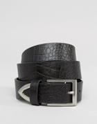 Asos Faux Croc Tipped Jeans Belt - Black