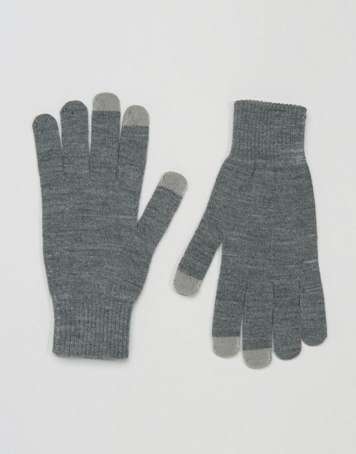 Asos Touchscreen Gloves In Gray - Gray