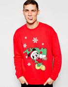 Asos Holidays Oversized Sweatshirt With Mickey Mouse Print - Red