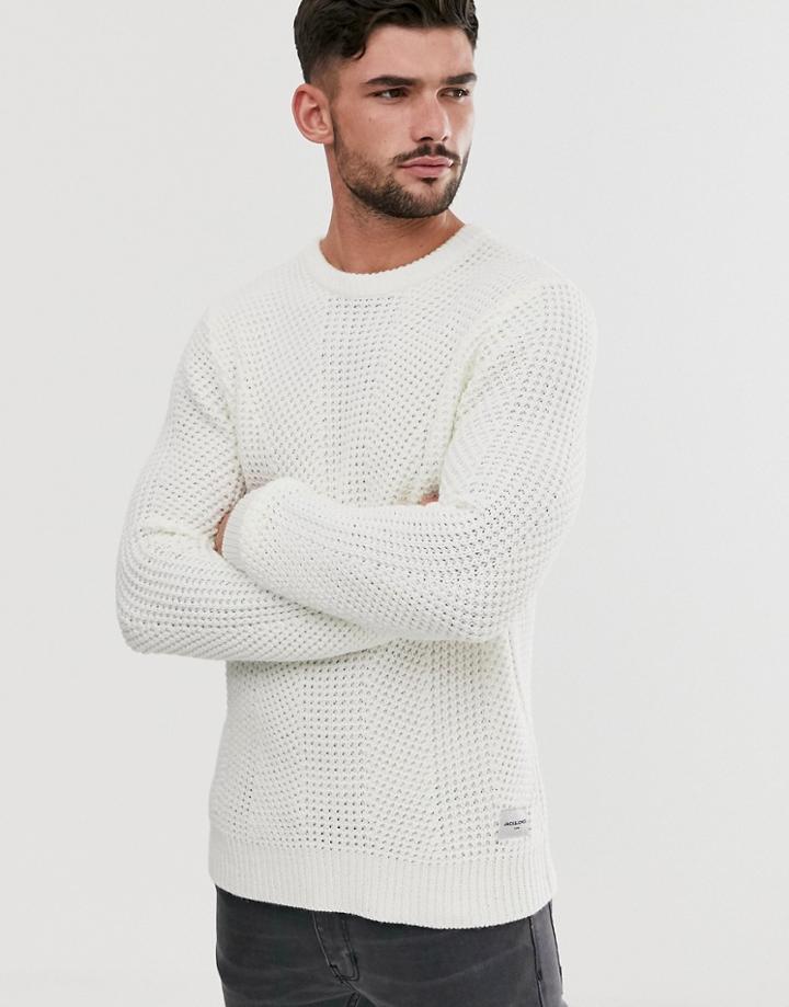 Jack & Jones Core Crew Neck Textured Sweater In Cream