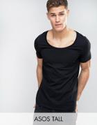 Asos Tall T-shirt With Deep Scoop Neck In Black - Black
