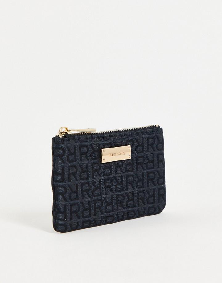 River Island Jacquard Monogram Pouch Wallet In Black