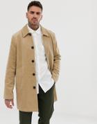 Asos Design Single Breasted Trench Coat In Cord In Stone