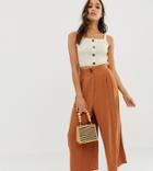 Asos Design Tall Gutsy Linen Culottes-brown