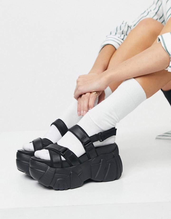 Asos Design Talk Chunky Sporty Flatform In Black