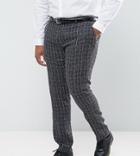 Gianni Feraud Plus Skinny Fit Blue Checked Suit Pants - Blue