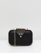 Claudia Canova Clutch Bag With Gold Stud Hardware - Black