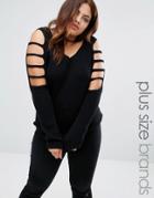 Alice & You Lattice Shoulder Detail Jersey Top - Black