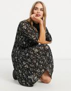 Vila Plisse Swing Dress In Ditsy Print-multi