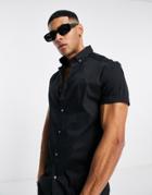River Island Short Sleeve Muscle Shirt In Black