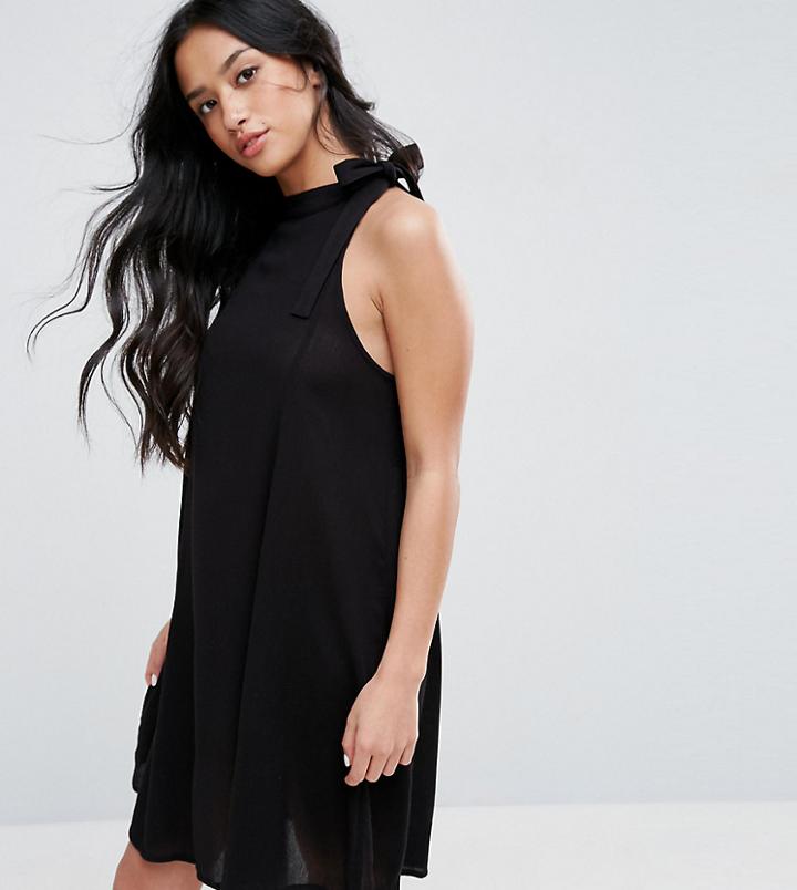 Asos Petite Swing Mini Sundress With Neck Tie & Open Back - White