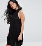 Asos Petite Swing Mini Sundress With Neck Tie & Open Back - White