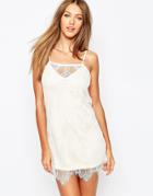 Missguided All Over Lace Mini Dress - Nude