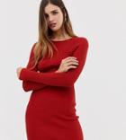 Urban Bliss Ribbed Knit Mini Dress-red