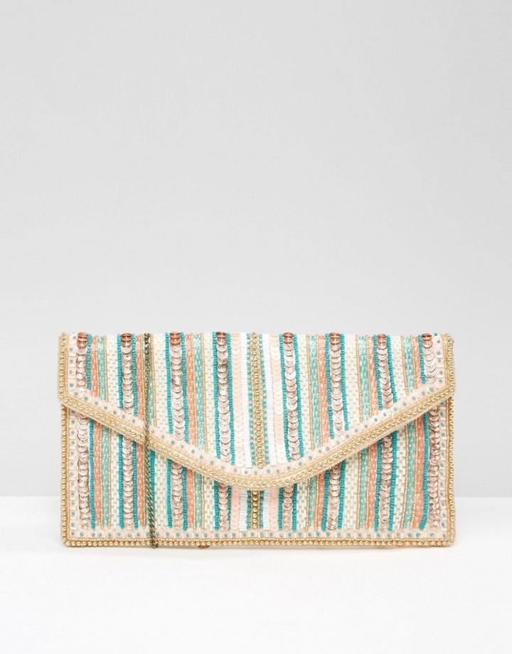 New Look Sequin Stripe Clutch - Multi