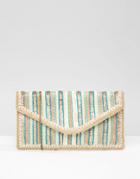 New Look Sequin Stripe Clutch - Multi