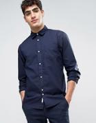 Bellfield Shirt In Washed Cotton In Regular Fit - Navy