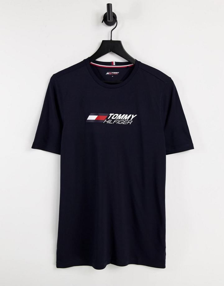 Tommy Hilfiger Performance T-shirt With Chest Logo In Navy