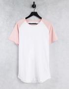 Jack & Jones Originals Raglan T-shirt In Pink & White