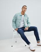 Bershka Join Life Denim Jacket In Mint - Green