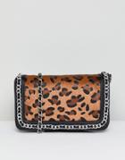 Stradivarius Chain Detail Crossbody Bag With Leopard Print - Multi