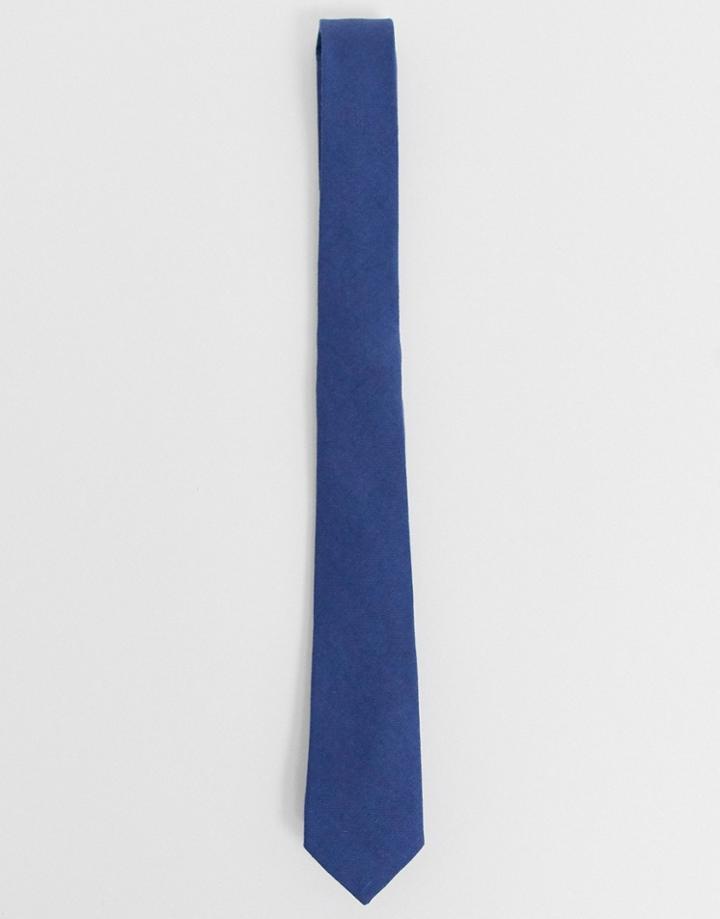 Asos Design Slim Fit Tie In Navy - Navy