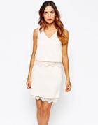Warehouse Lace Hem Top - Beige