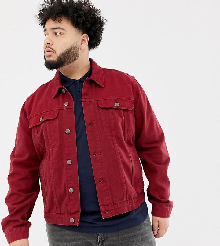 Asos Design Plus Denim Jacket In Red - Red