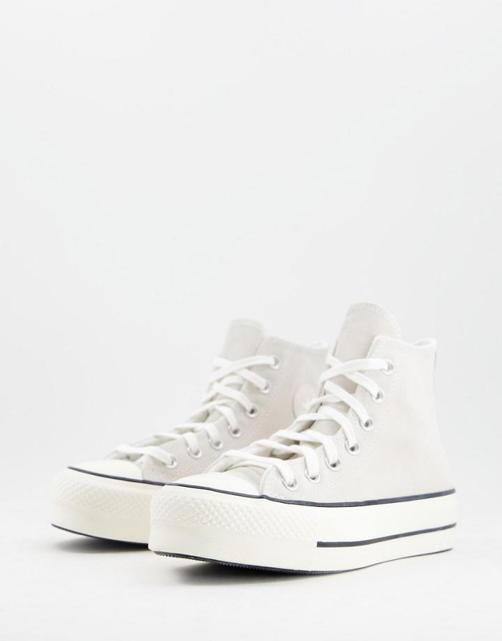 Converse Chuck Taylor All Star Hi Lift Suede Platform Sneakers In Egret-white