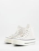 Converse Chuck Taylor All Star Hi Lift Suede Platform Sneakers In Egret-white