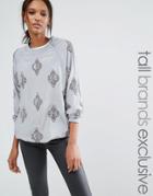 Starry Eyed Tall Beaded Satin Sweatshirt - Gray