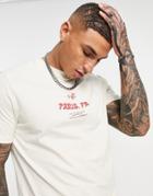 Asos Design T-shirt In Beige With Front City Print-neutral