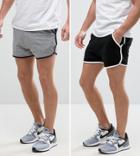 Asos Jersey Runner Shorts 2 Pack Black/gray Marl Save - Multi