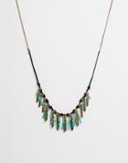 Ashiana Feather And Bead Drop Necklace
